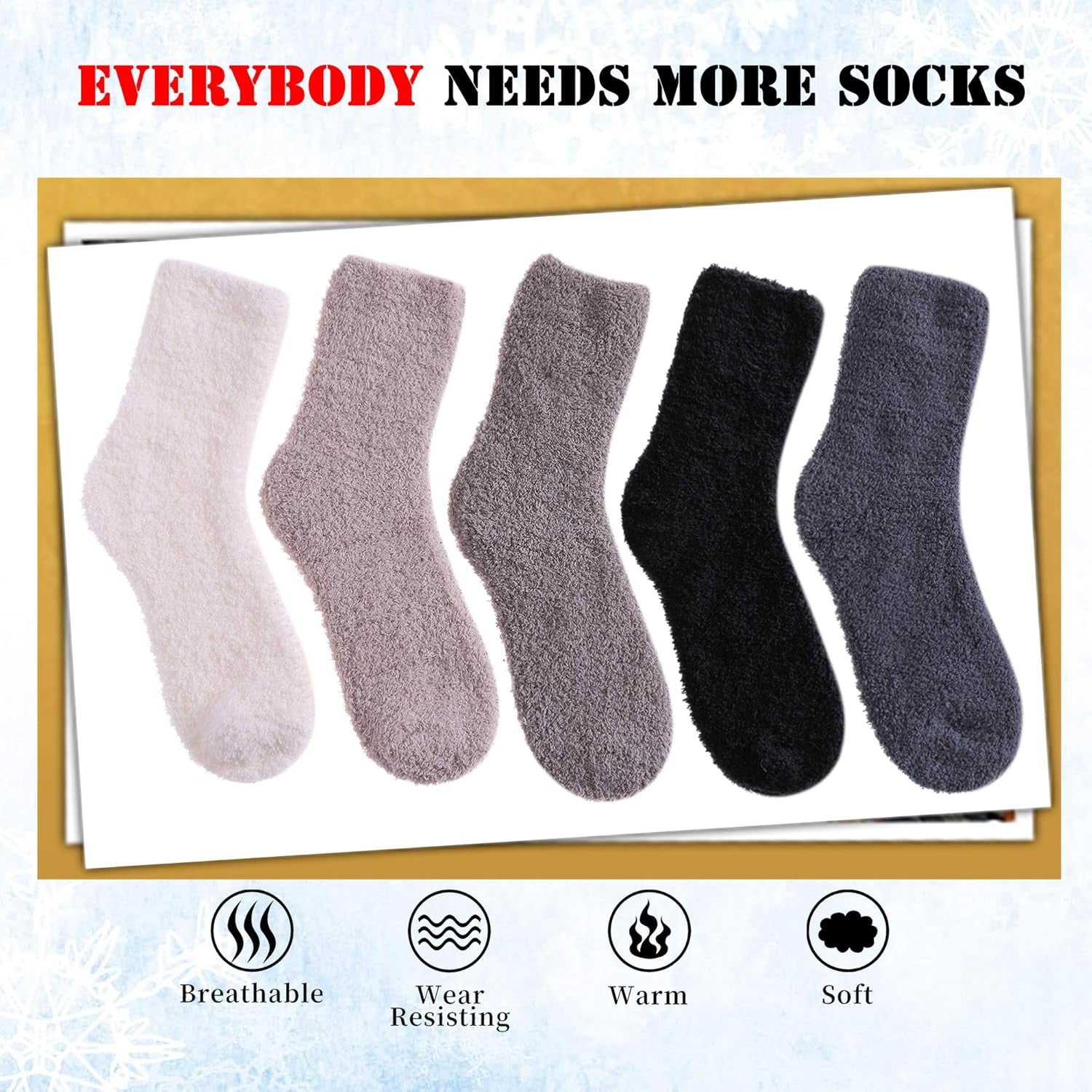 5/6 Pairs Womens Super Soft Fuzzy Plush Warm Winter Home Sleeping Slipper Socks