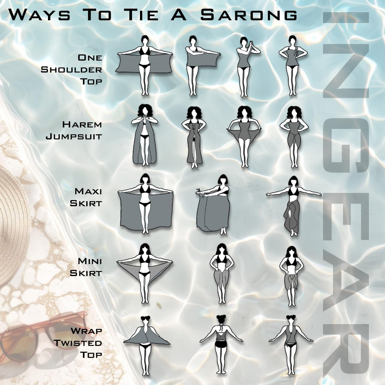 Beach Long Batik Sarong Womens Swimsuit Wrap Cover up Pareo with Coconut Shell Included (Blue)