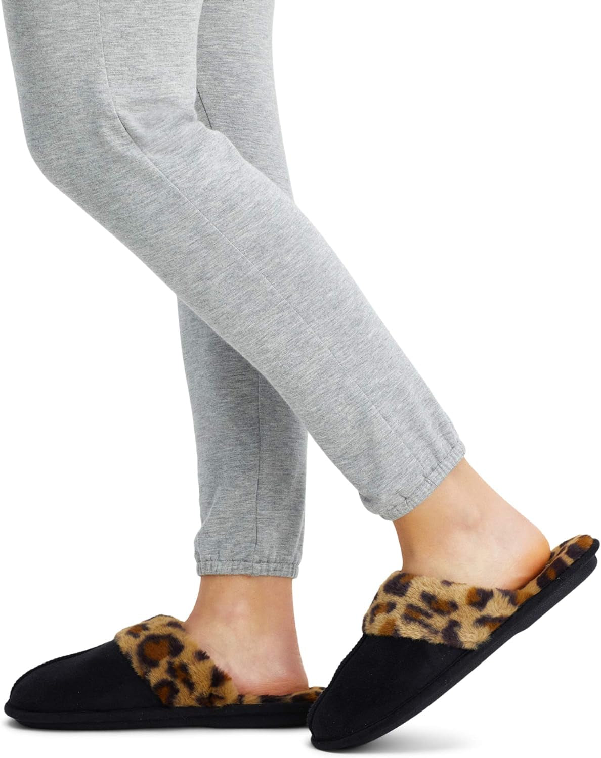 Women'S Comfy Faux Fur House Slipper Scuff Memory Foam Slip on Anti-Skid Sole