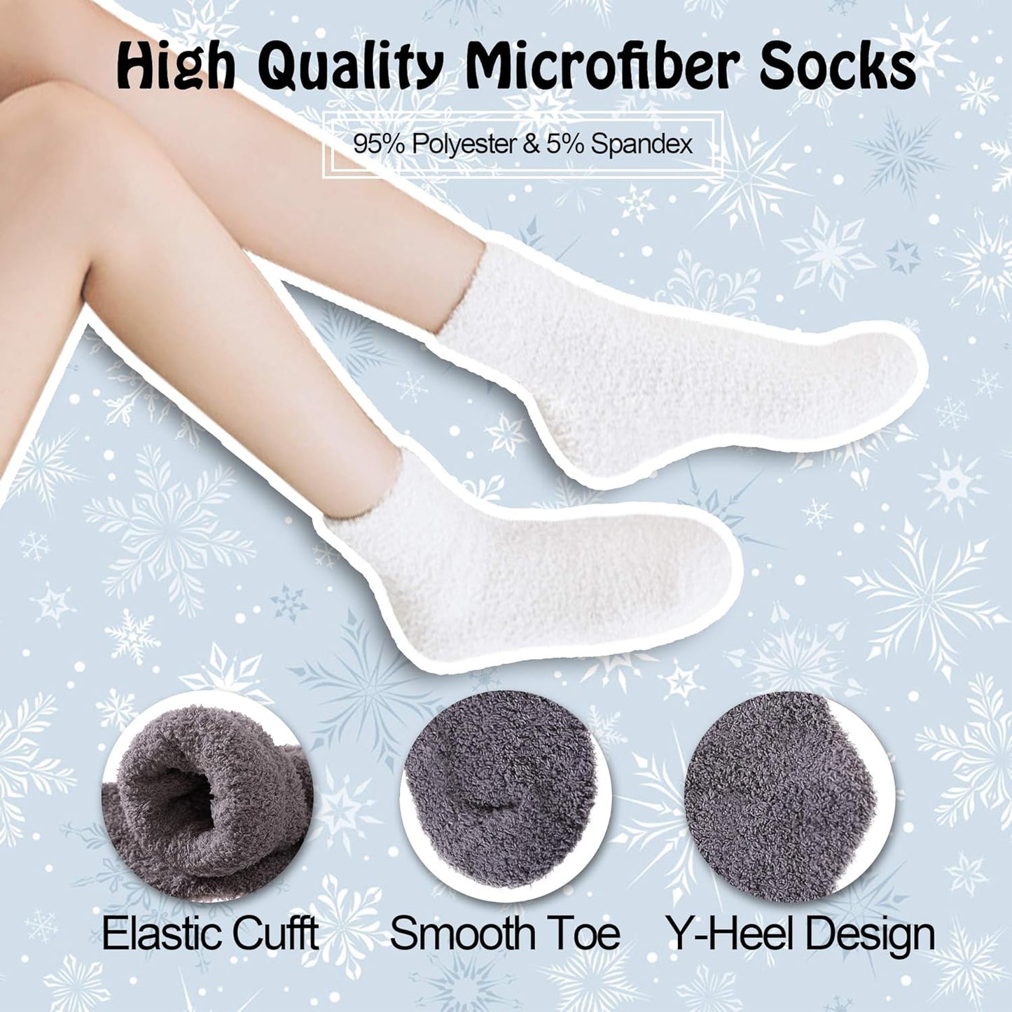 5/6 Pairs Womens Super Soft Fuzzy Plush Warm Winter Home Sleeping Slipper Socks