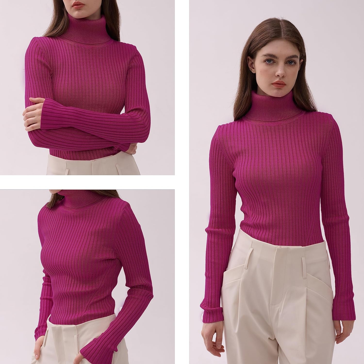 Mock Neck Ribbed Sweaters for Women Cute Sexy Knitted Warm Fitted Fashion Pullover Sweater