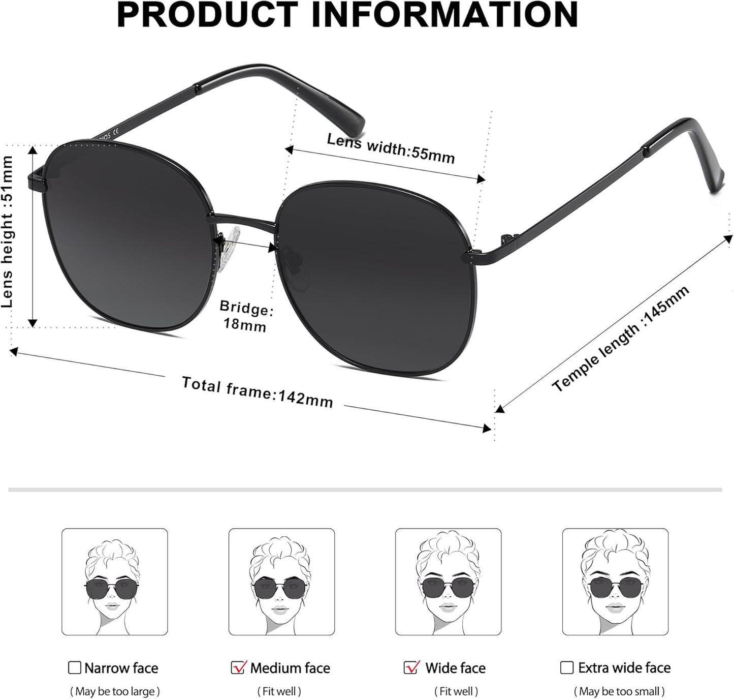 Classic Square Sunglasses for Women Men with Spring Hinge Sunnies SJ1137