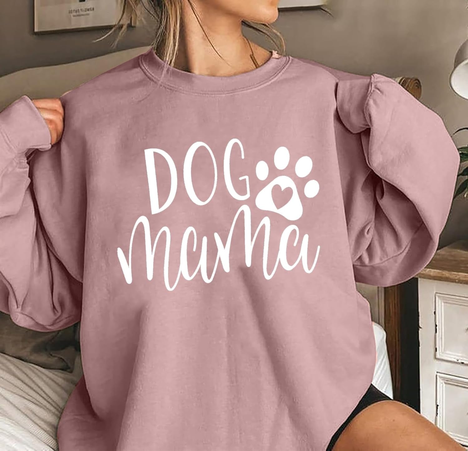 Dog Mom Sweatshirt Women Dog Mama Shirt Pullover Cute Dog Sweater Long Sleeve Letter Print Tshirt Tops