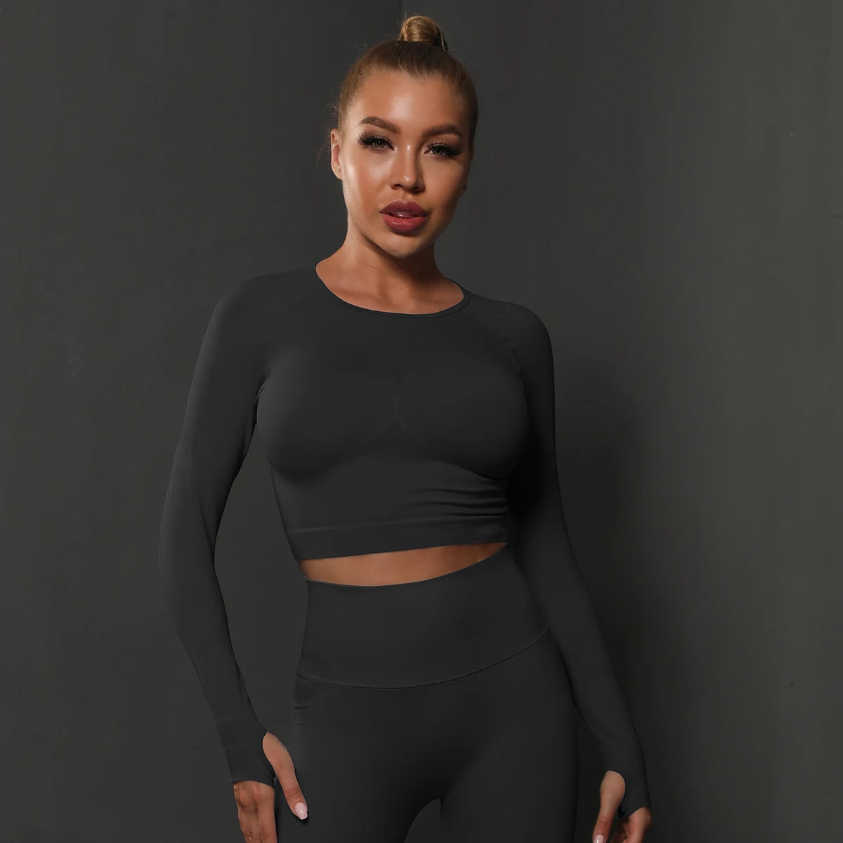 Women Yoga Long Sleeve Shirt Female Fitness Sportswear Gym Clothing Workout Running Crop Top Seamless Active Wear Sports Clothes