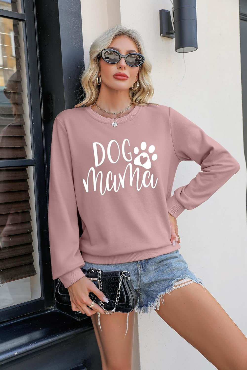 Dog Mom Sweatshirt Women Dog Mama Shirt Pullover Cute Dog Sweater Long Sleeve Letter Print Tshirt Tops