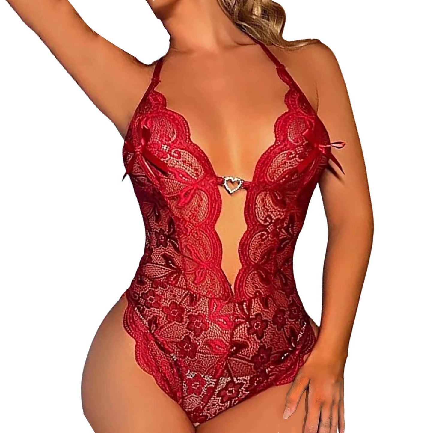 Women'S in Stuff Crotchless Bodysuit Lace for Women